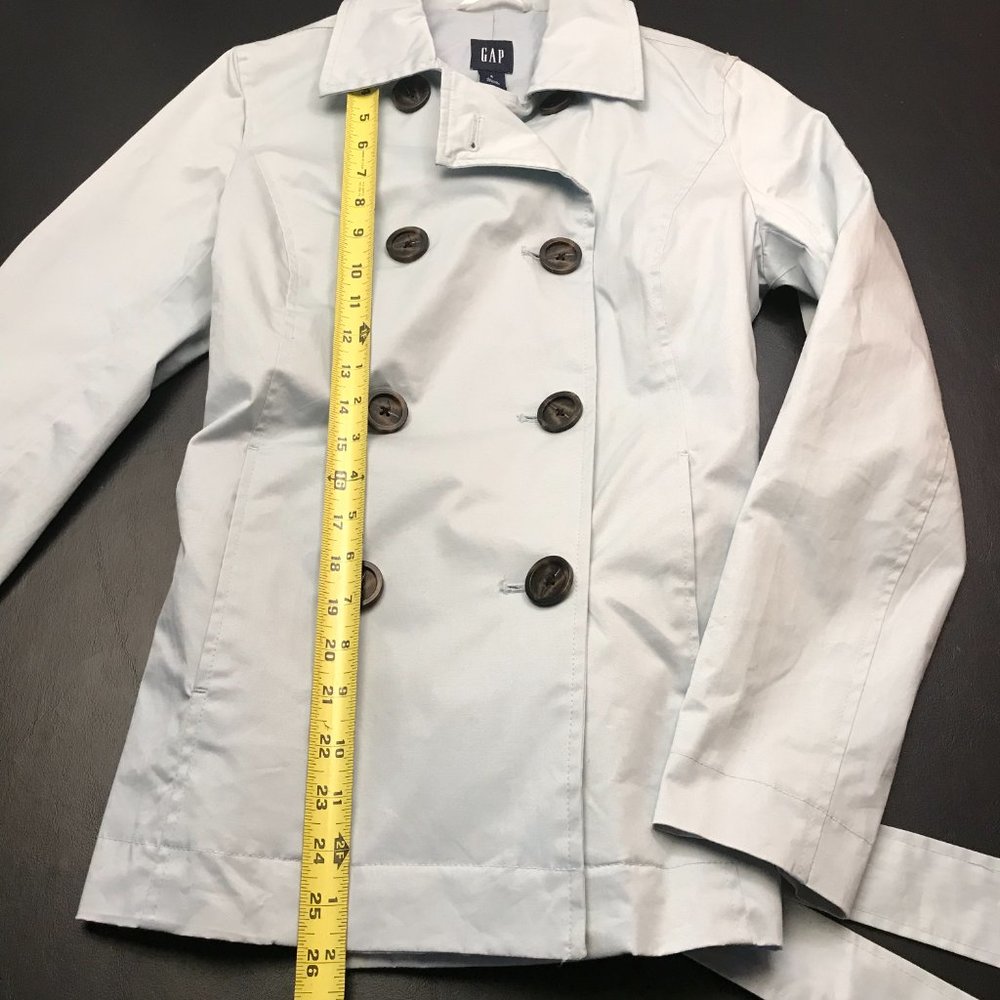 Gap Women's Pea Coat Jacket Size S Light Blue with Tie and Buttons - Picture 14 of 16